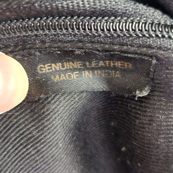 Large Black Pebbled Leather Ruffled Shoulder Bag - Picture 6 of 7